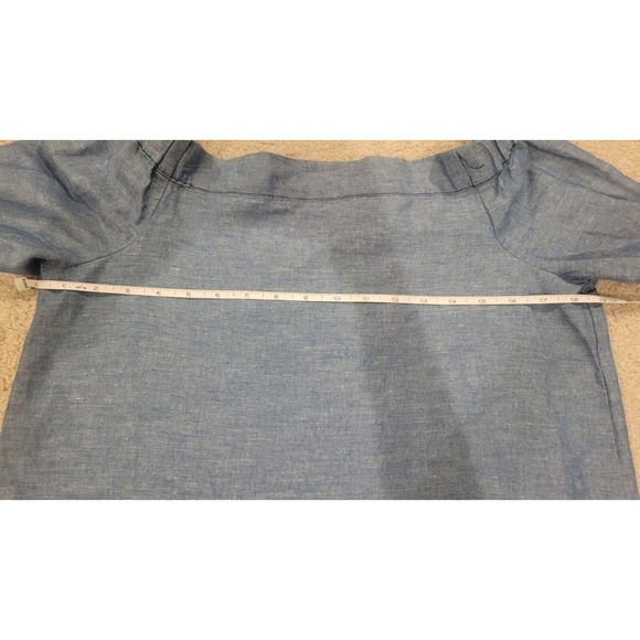 Free People Show Me Some Shoulder Linen Chambray Top Women’s XS Blue. Oversized - Picture 7 of 10